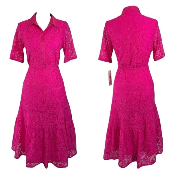 NWT Nanette Lepore Lace Collared Button Down Dress sz 8 - Picture 14 of 15